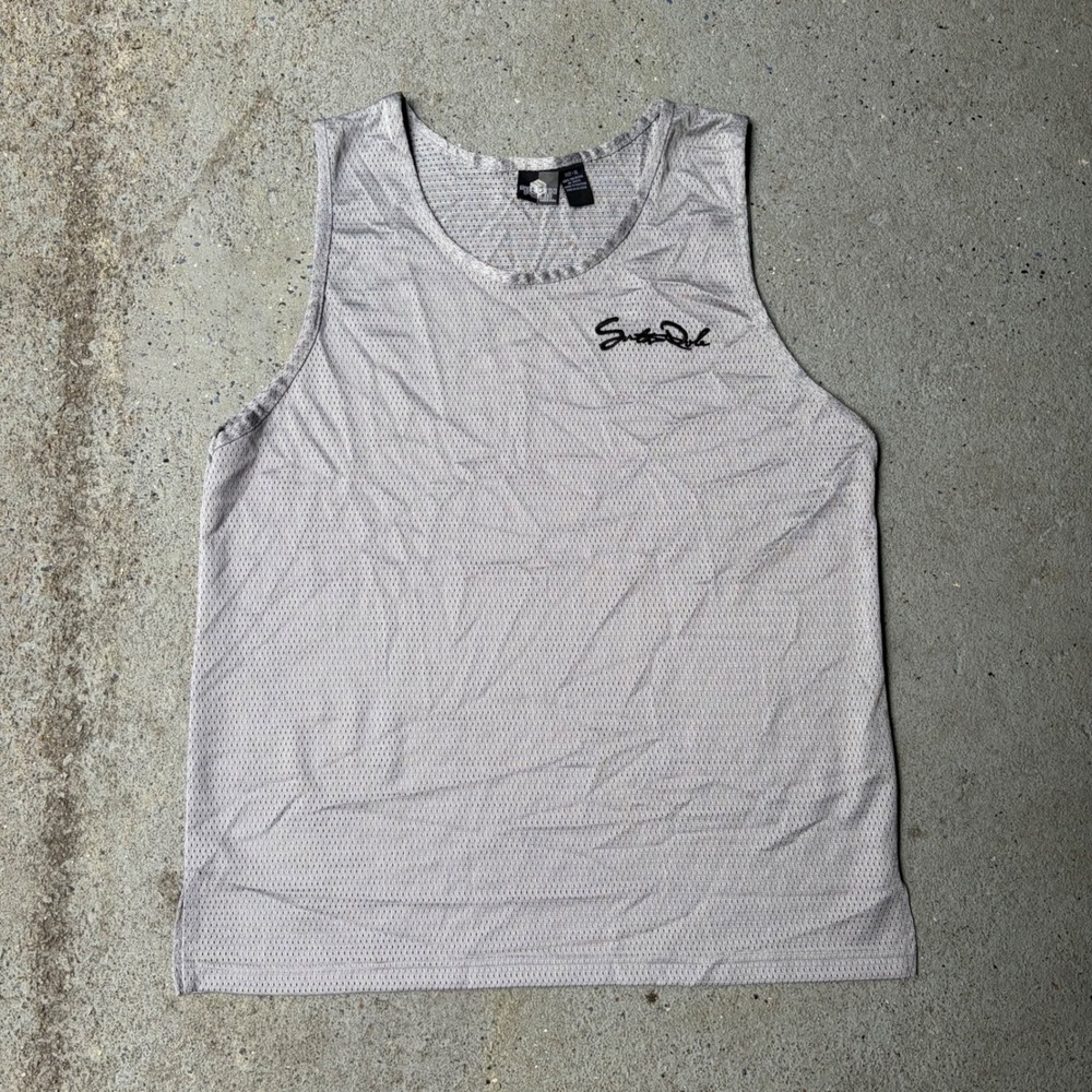 Southpole Mens Grey Mesh Tank Top Embroidered Script Logo Y2K Streetwear XL